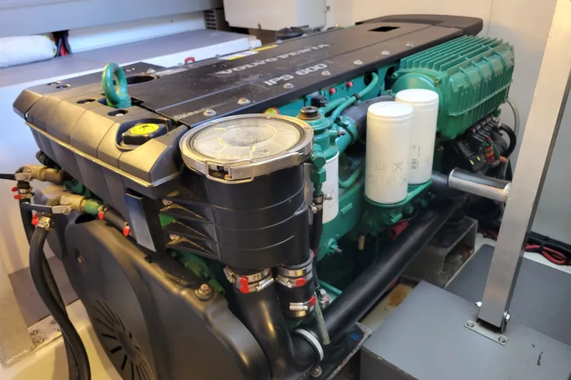 Slide: The Image of Engine of a 2017 Prestige 500 yacht, showcasing detailed components and design. - 50