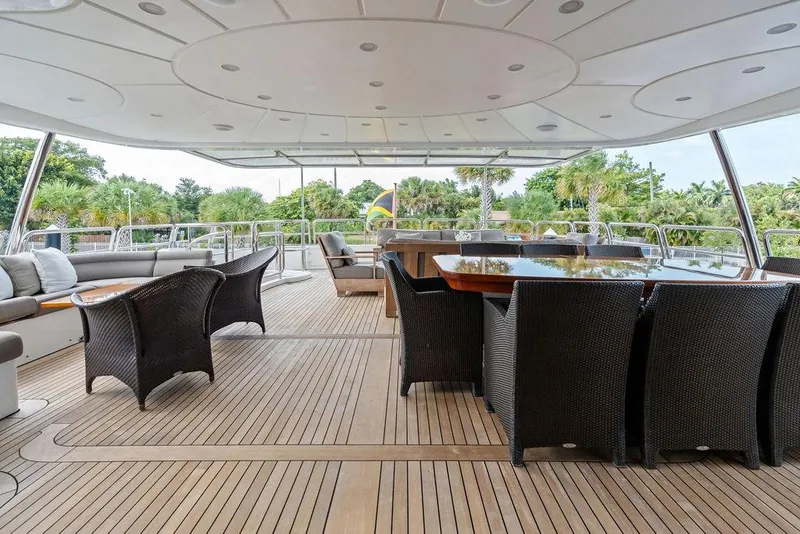 Slide: The Image of Spacious deck of 2008 Benetti Classic yacht with elegant seating and dining area. - 20