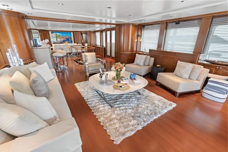 Slide: The Image of Luxurious 2008 Benetti Classic yacht interior with elegant seating and modern decor. - 22