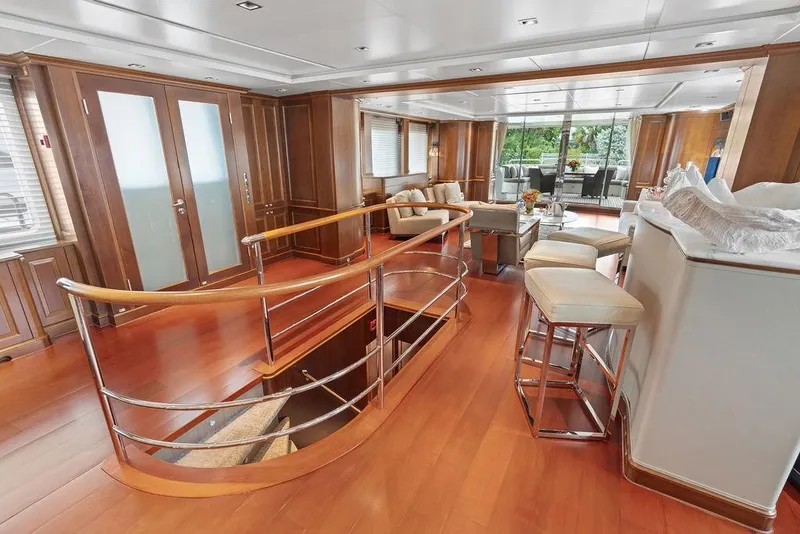 Slide: The Image of Luxurious 2008 Benetti Classic yacht interior with elegant wood finishes and modern furnishings. - 25