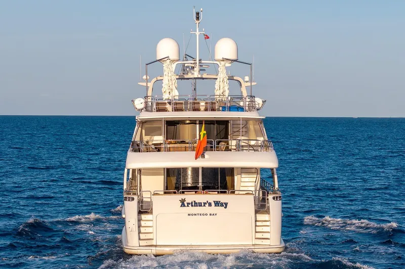 Slide: The Image of Luxury Benetti Classic yacht cruising on open sea, rear view, 2008 model. - 3