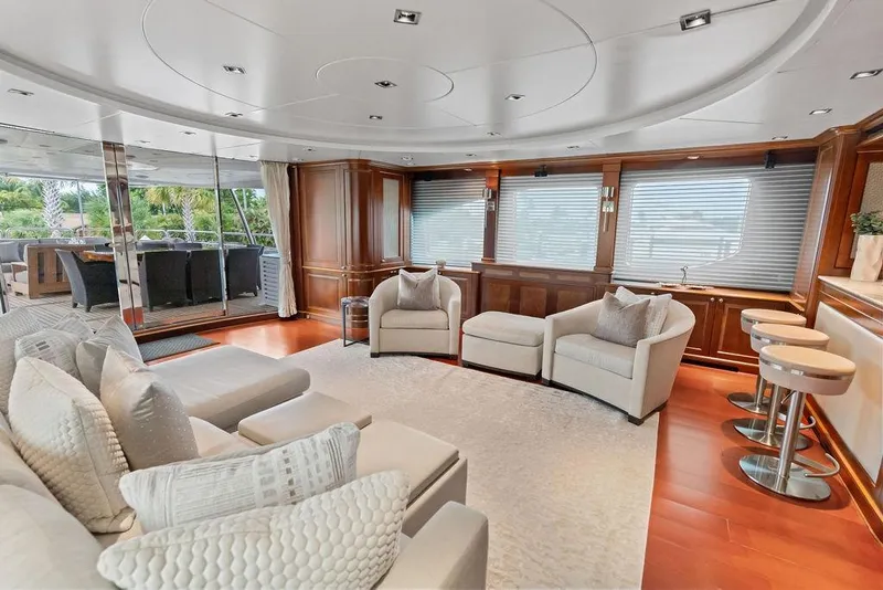 Slide: The Image of Luxurious interior of a 2008 Benetti Classic yacht with elegant seating and modern decor. - 69