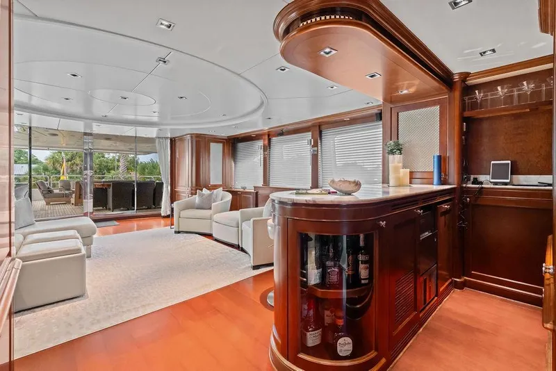 Slide: The Image of Luxurious interior of a 2008 Benetti Classic yacht with elegant wood finishes and modern furnishings. - 75