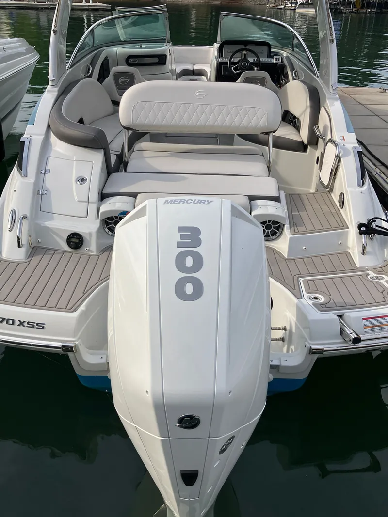 Slide: The Image of 2023 Crownline 270 XSS boat with Mercury 300 engine. - 11