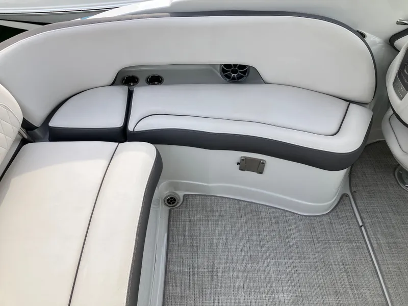 Slide: The Image of Interior of 2023 Crownline 270 XSS with gray upholstery. - 17