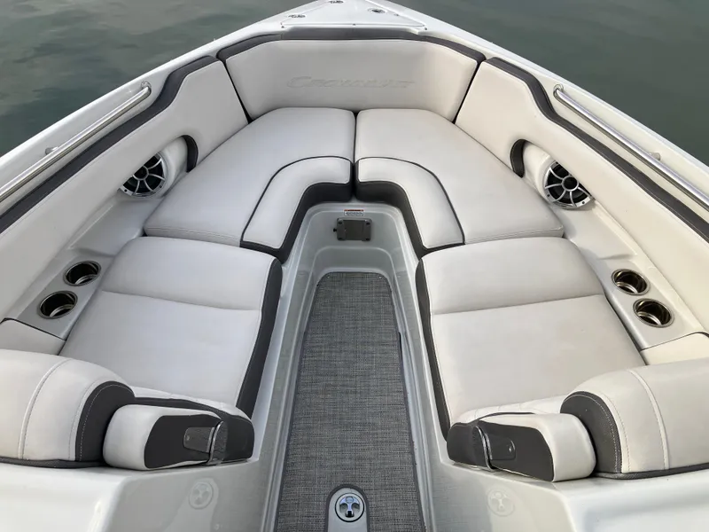 Slide: The Image of Interior of 2023 Crownline 270 XSS with luxurious seating. - 23
