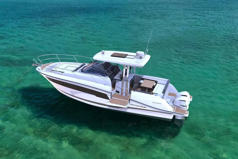 Slide: The Image of Manufacturer Provided Image: 2022 Jeanneau Leader 10.5 WA Series 2 boat on clear turquoise water. - 2