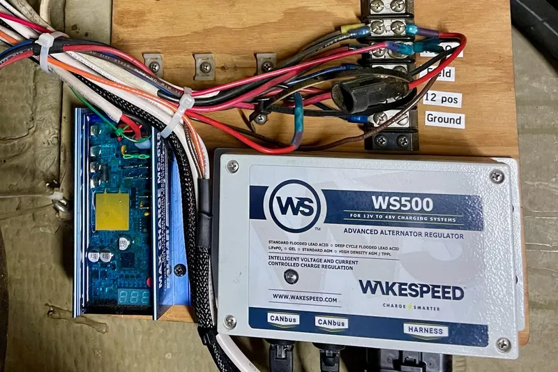 Slide: The Image of Wakespeed WS500 alternator regulator in a 1976 Hatteras 48 Long Range Cruiser. - 14