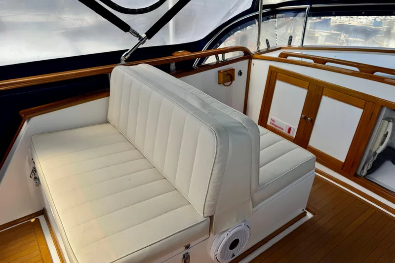 Slide: The Image of Luxurious seating area on a 1996 Grand Banks 46 Heritage CL yacht. - 56