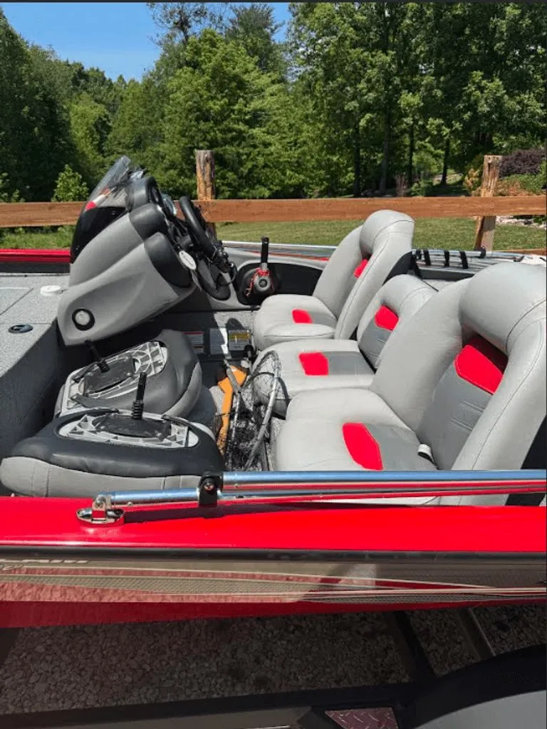 Slide: The Image of 2017 Tracker Pro Team 175 TXW with gray and red seats. - 3