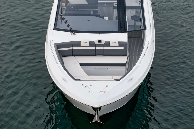 Slide: The Image of Cruisers 42 GLS 2022 yacht on calm water, front view. - 12