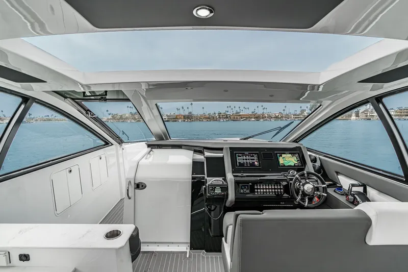 Slide: The Image of Interior view of 2022 Cruisers 42 GLS with modern cockpit. - 35