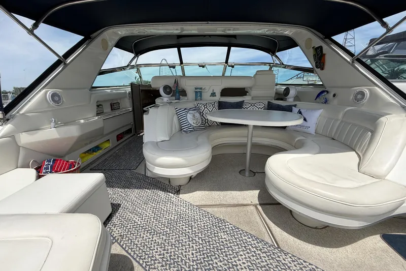 Slide: The Image of Luxurious 1998 Sea Ray 500 Sundancer yacht interior with plush seating and elegant design. - 12