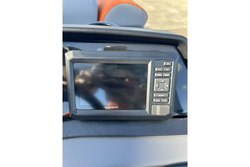 Slide: The Image of Garmin device on 2026 Bennington S L-Bench 168 SLJ dashboard, close-up view. - 15