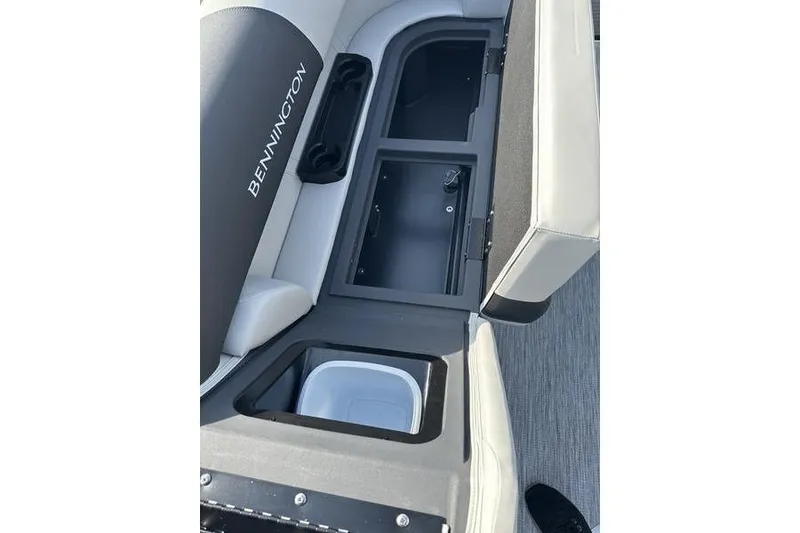 Slide: The Image of 2026 Bennington S Swingback 22 SSB boat interior storage compartments. - 13