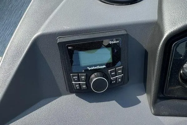 Slide: The Image of Rockford Fosgate audio system on 2026 Bennington S Swingback 22 SSB boat dashboard. - 16