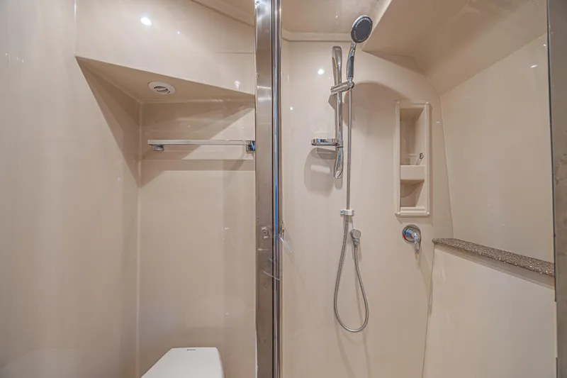 Slide: The Image of Luxurious shower in 2012 Cruisers Yachts 48 Cantius, featuring modern fixtures and sleek design. - 41