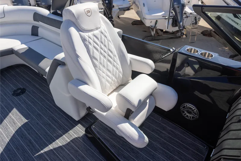 Slide: The Image of Luxurious seating in 2024 Premier 270 Super Sport boat with modern design and comfort. - 12