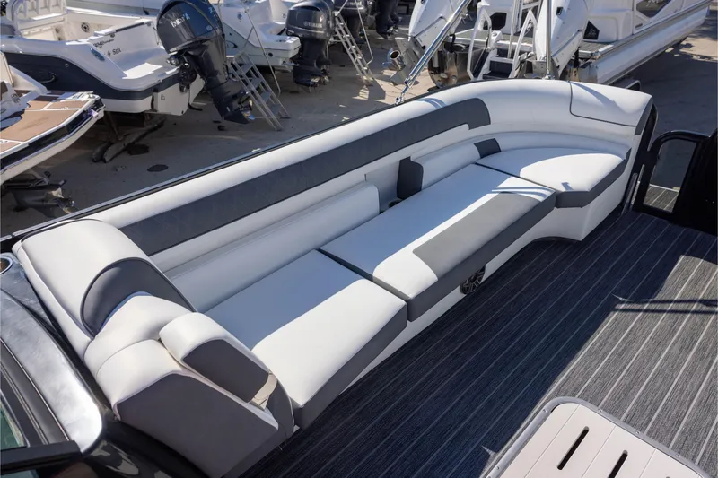 Slide: The Image of 2024 Premier 270 Super Sport boat with luxurious seating and modern design. - 15