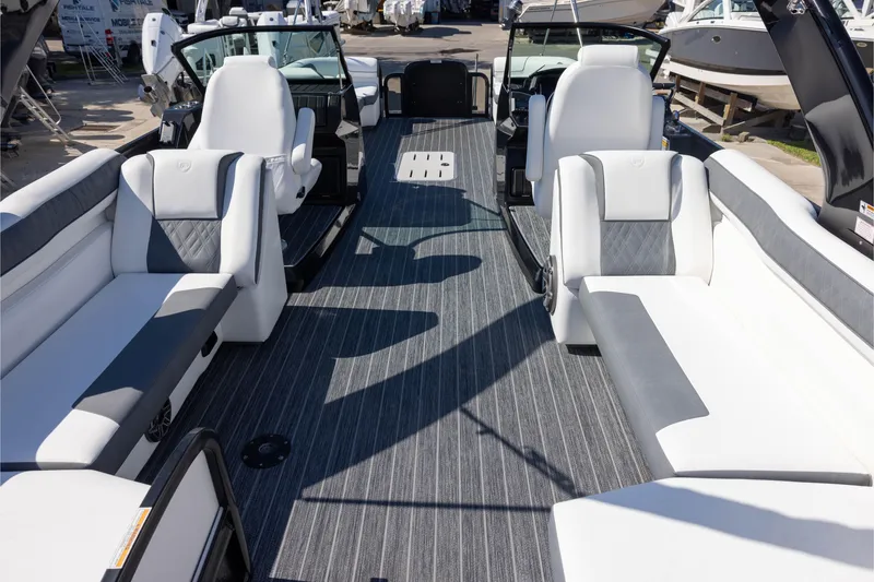 Slide: The Image of 2024 Premier 270 Super Sport boat interior with luxurious seating and modern design. - 9