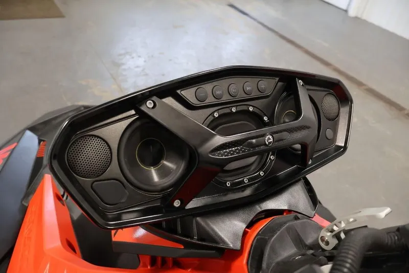 Slide: The Image of Dashboard of a 2022 Sea-Doo Spark for 2, featuring control panel and speakers. - 10