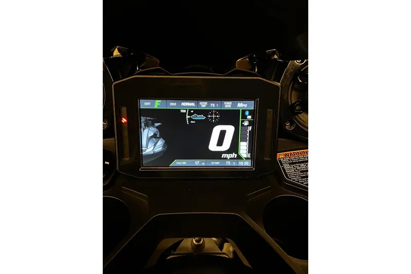 Slide: The Image of Dashboard of 2023 Kawasaki Jetski Ultra 310LX displaying speed and settings. - 9