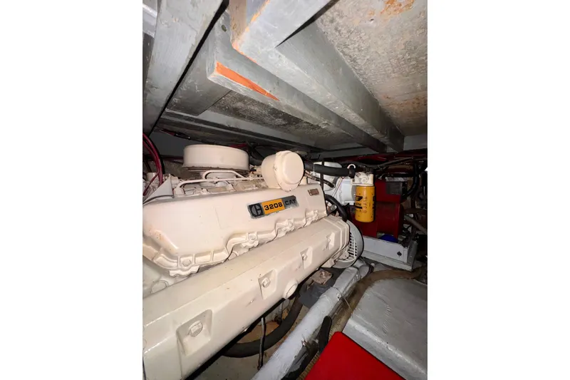 Slide: The Image of Engine room of 1985 Californian 35 Motor Yacht with Caterpillar 3208 engine. - 88