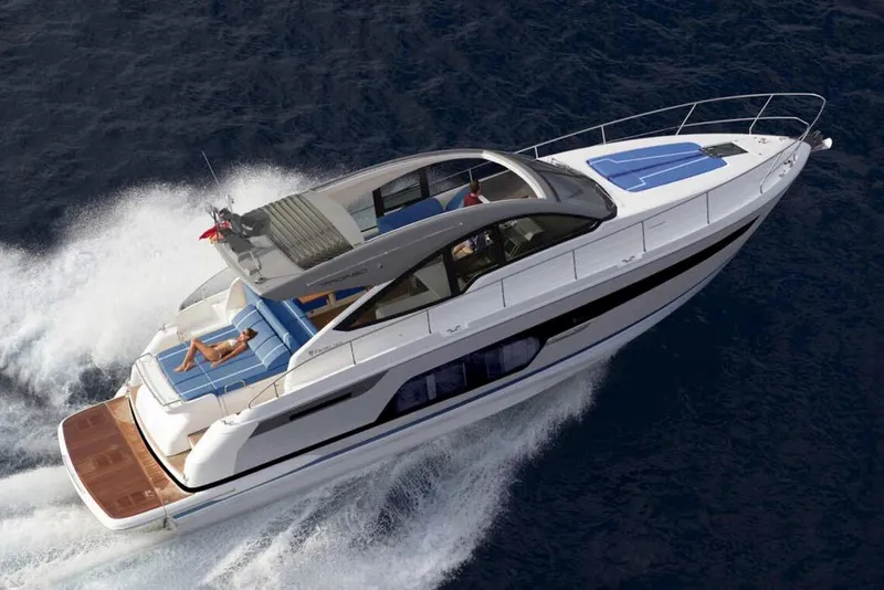 Slide: The Image of Manufacturer Provided Image: 2026 Fairline Targa 50 Edition yacht cruising on open water, showcasing luxury design. - 2