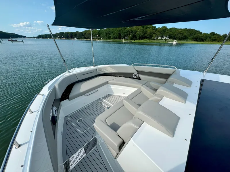 Slide: The Image of Luxurious Cruisers Yachts 50 GLS 2025 on calm waters. - 31