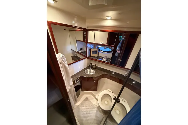 Slide: The Image of Luxurious bathroom interior of 2011 Meridian 391 Sedan yacht with modern fixtures. - 25