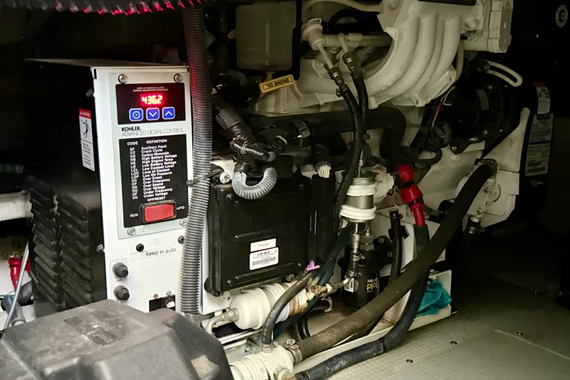 Slide: The Image of Engine room of a 2011 Meridian 391 Sedan with Kohler digital control panel. - 53