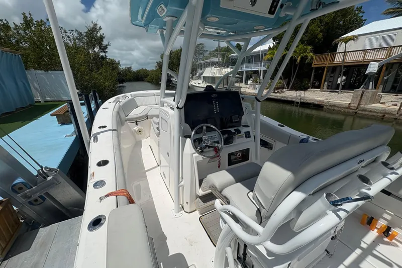 Slide: The Image of 2021 Sea Fox 268 Commander boat interior with helm and seating area. - 8