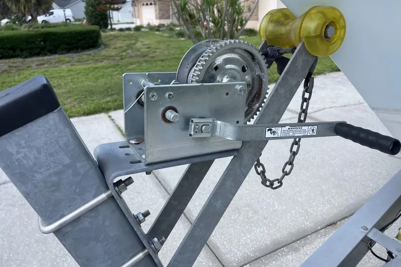 Slide: The Image of Boat trailer winch mechanism for 2020 Sea Hunt BX 25 FS, featuring a manual crank handle. - 35