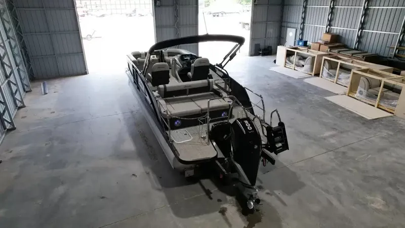 Slide: The Image of 2026 Barletta Lusso L23UC pontoon boat in warehouse. - 15