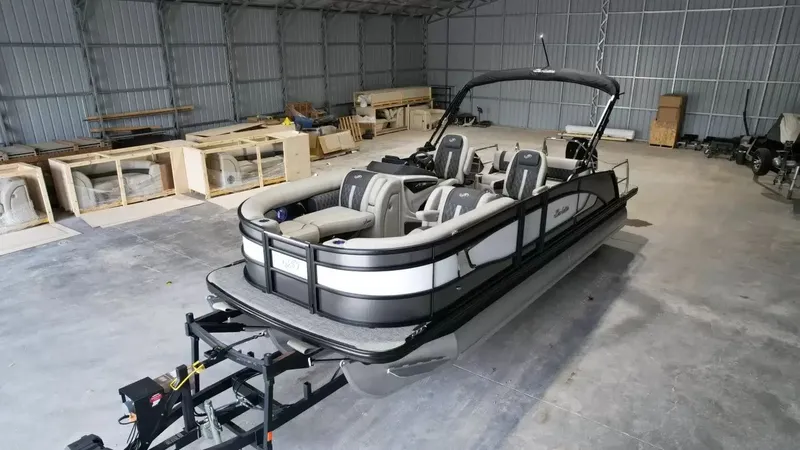 Slide: The Image of 2026 Barletta Lusso L23UC pontoon boat in warehouse. - 17