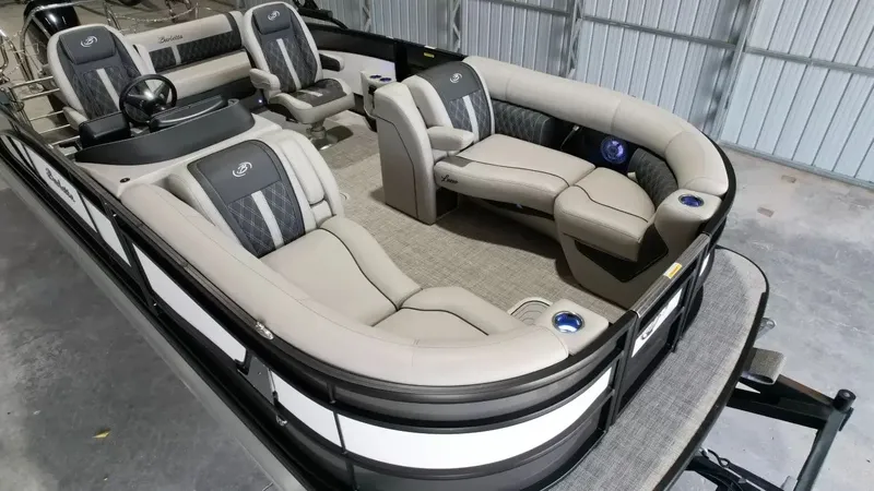 Slide: The Image of Luxurious interior of Barletta Lusso L23UC pontoon boat, 2026 model. - 22