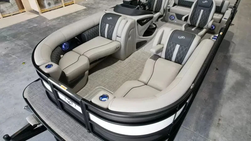 Slide: The Image of 2026 Barletta Lusso L23UC interior with luxurious seating. - 26