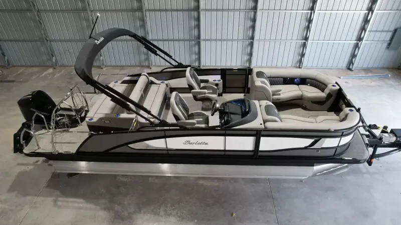 Slide: The Image of 2026 Barletta Lusso L23UC pontoon boat in warehouse. - 3