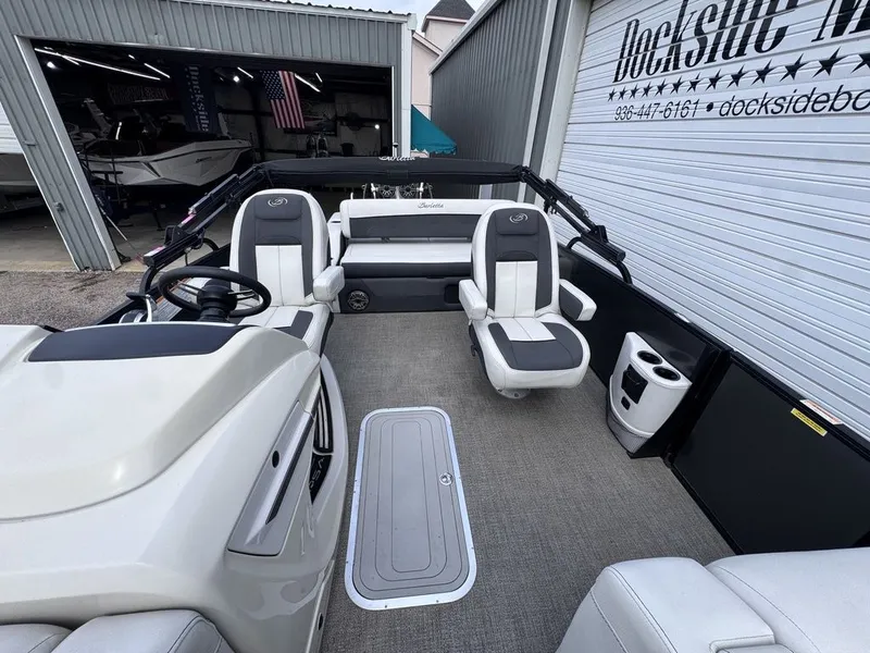 Slide: The Image of Interior view of a 2021 Barletta Boats 23UC pontoon boat. - 6