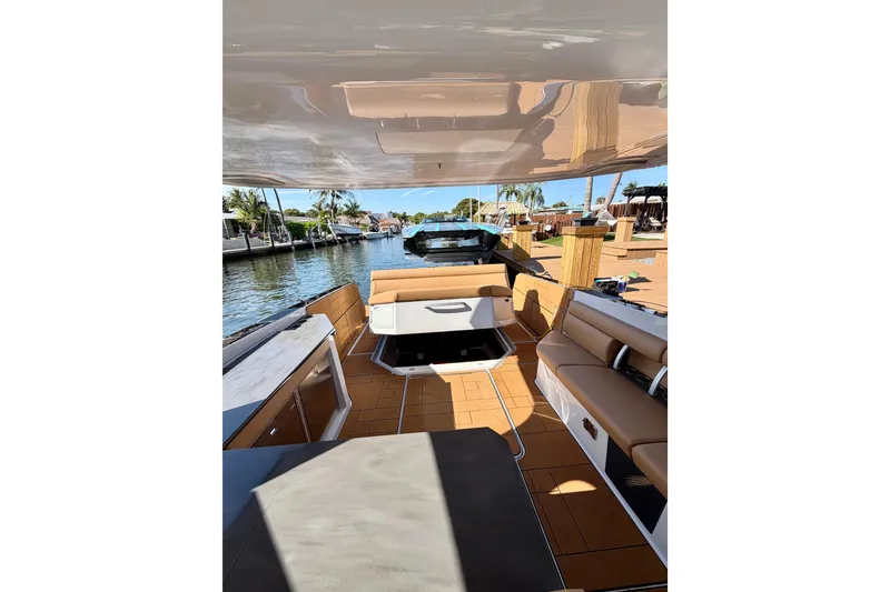 Slide: The Image of Luxurious 2023 Aviara AV40 OB boat interior with spacious seating and modern design. - 39