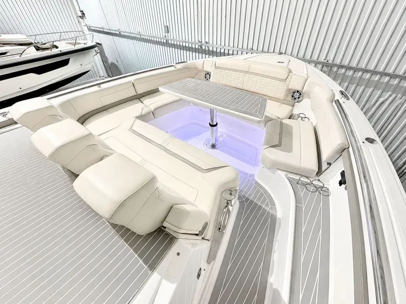 Slide: The Image of Luxurious interior of 2023 Tiara Yachts 48 LS with elegant seating arrangement. - 7