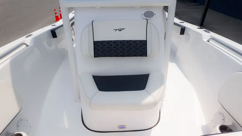 Slide: The Image of 2025 Tidewater 198 CC Adventure boat seat with modern design. - 13