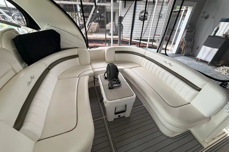 Slide: The Image of Luxurious interior of a 2006 Sea Ray 40 Sundancer yacht with plush seating. - 2
