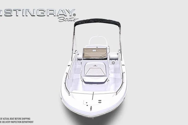 Slide: The Image of 2026 Stingray 173 CC boat with sleek design and bimini top. - 3