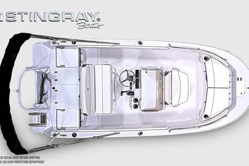 Slide: The Image of Top view of 2026 Stingray 173 CC boat, showcasing sleek design and spacious layout. - 7