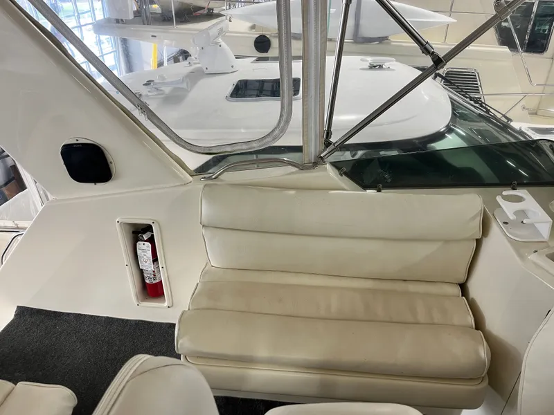 Slide: The Image of Interior of a 1991 Hatteras 40 DC yacht with seating area. - 3