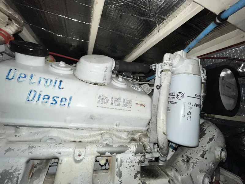 Slide: The Image of Detroit Diesel engine in 1991 Hatteras 40 DC boat. - 7