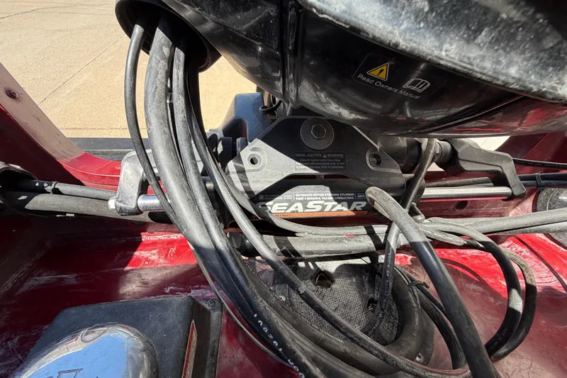Slide: The Image of 2016 Bass Tracker Tournament V-18 boat engine cables and SeaStar hydraulic steering system. - 7