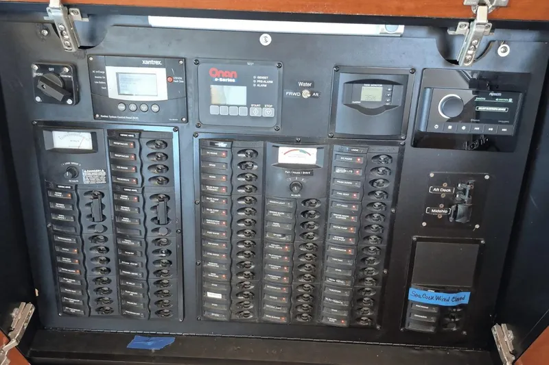 Slide: The Image of Electrical control panel of a 2008 Meridian 490 Pilothouse yacht. - 8