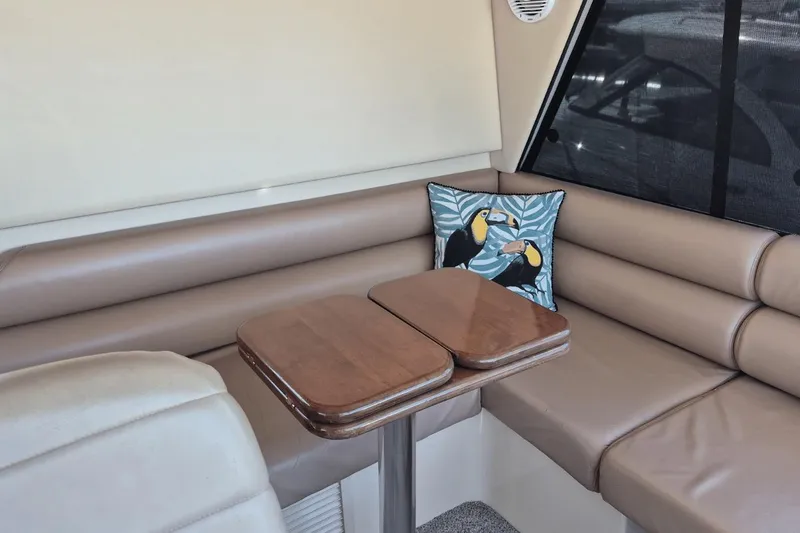 Slide: The Image of Luxurious interior of 2008 Meridian 490 Pilothouse with leather seating and decorative pillow. - 9